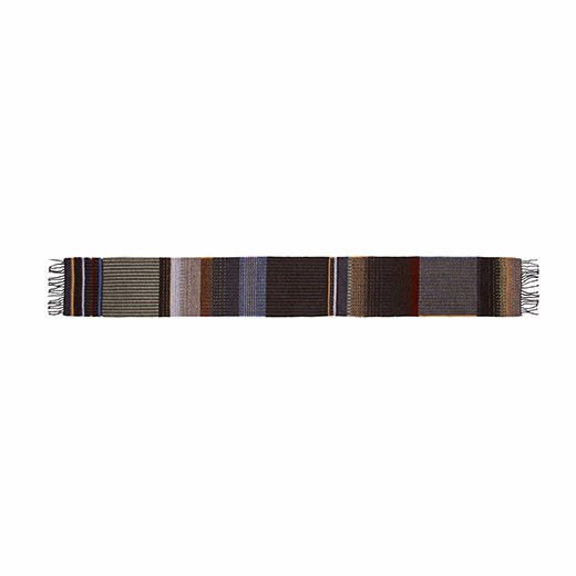 A brown and grey patterned scarf.